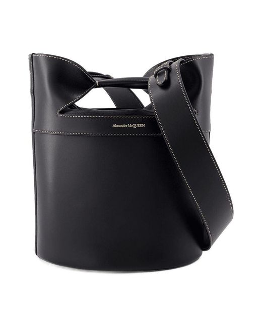 El bucket Bow Crossbody Alexander Mc Queen Leather Black Alexander McQueen
