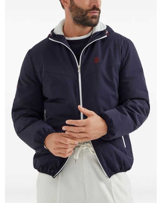 Brunello Cucinelli Fitted Coat With Zip Front in Blue für Herren