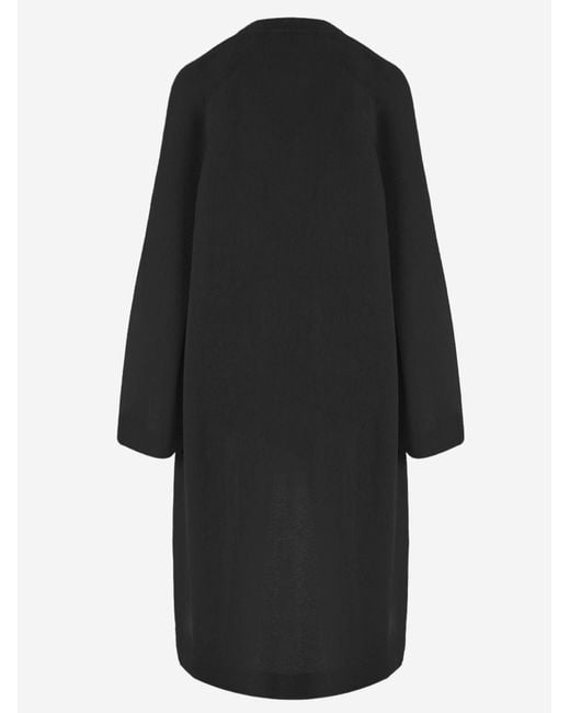 Sa Su Phi Black Long Open Cashmere And Silk Knit