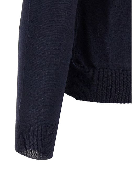 Barba Napoli Blue Wool And Silk Sweater for men