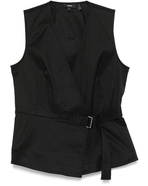 Top A Portafoglio Con Scollo A V di Theory in Black