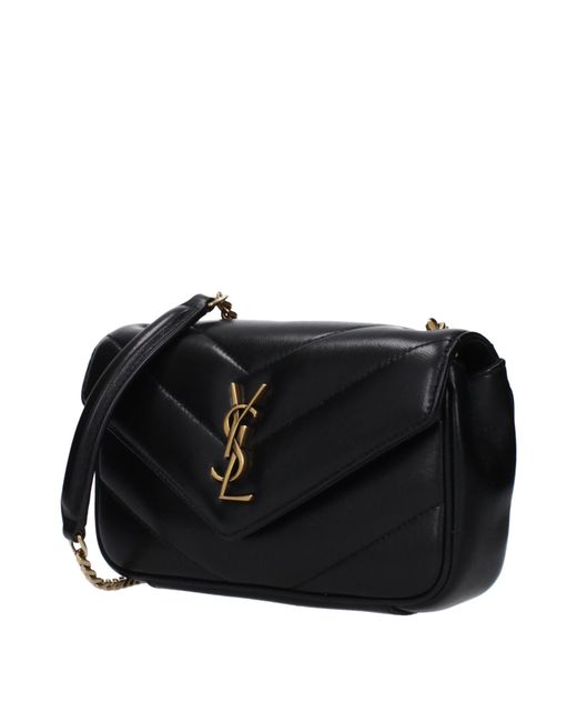 Saint Laurent Black Loulou Crossbody Bag Leather