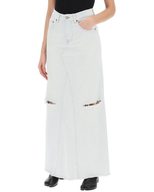Denim angustiada Maxi falda en MM6 by Maison Martin Margiela de color White