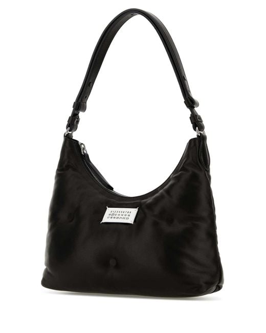 Maison Margiela Black Nappa Leather Small Glam Slam Hobo Shoulder Bag