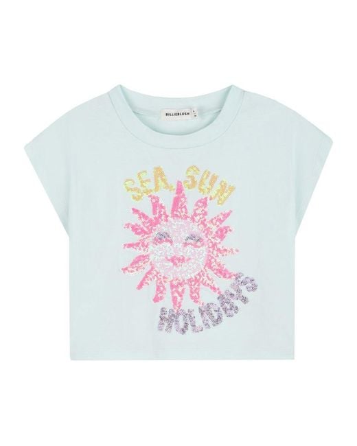 Billieblush White T-Shirt "Sea Sun Holidays"