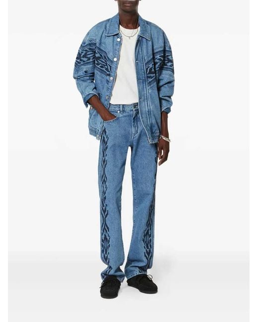 Isabel Marant Blue Julian Jacket With Embroidery