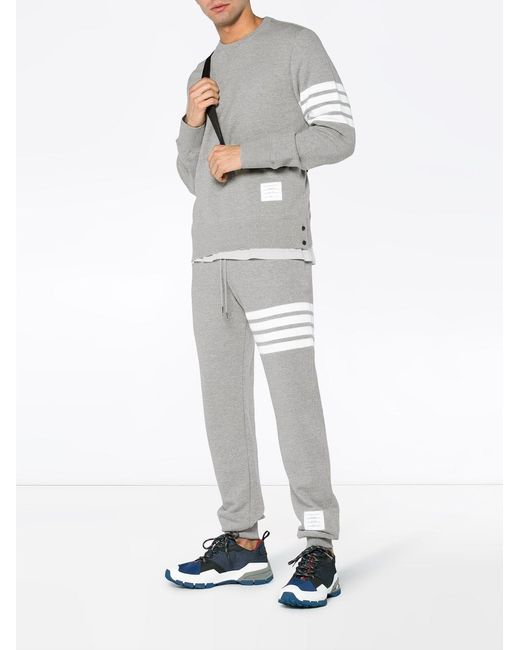 Thom Browne Gray 4-bar Loopback Track Pants for men