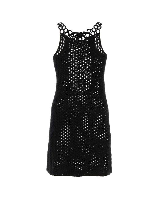 Chloé Black Crochet Wool Mini Dress