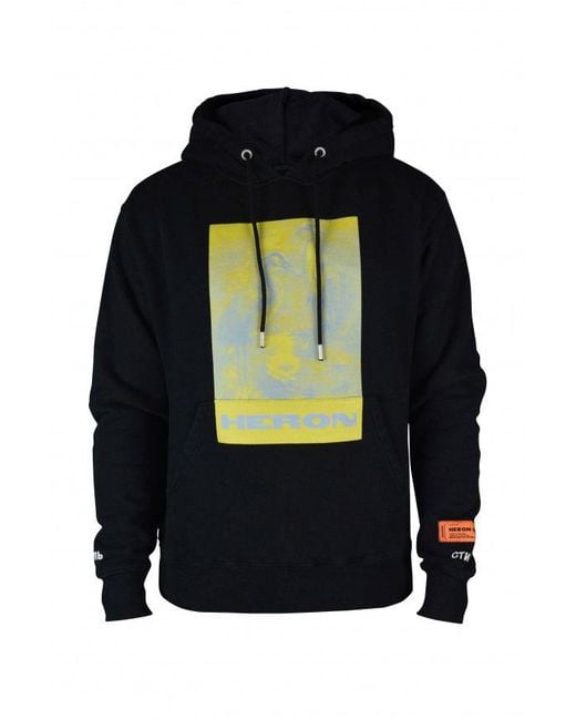 Heron Preston Black Litho Graphic Print Hoodie With Kangaroo Pocket