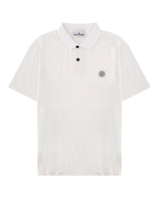 Stone Island White Cotton Polo Shirt