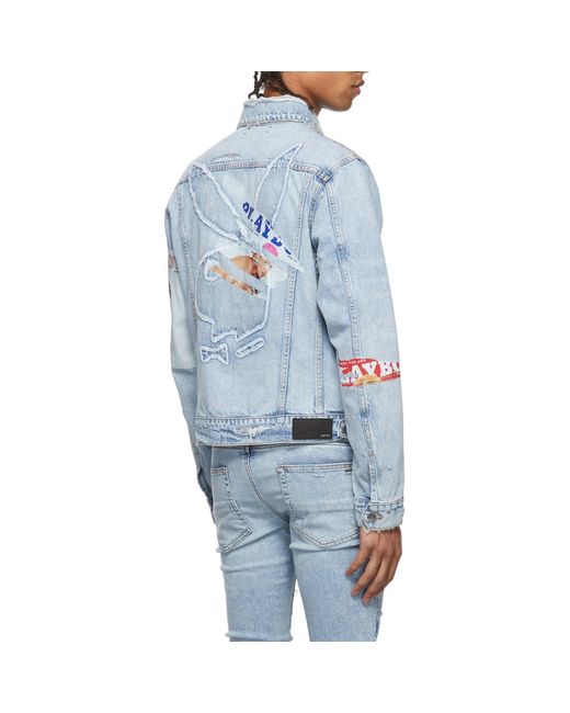Amiri Blue Playboy Magazine Trucker Denim Jacket for men
