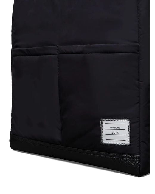 Thom Browne Black Poly Twill Pocket Tote Bag