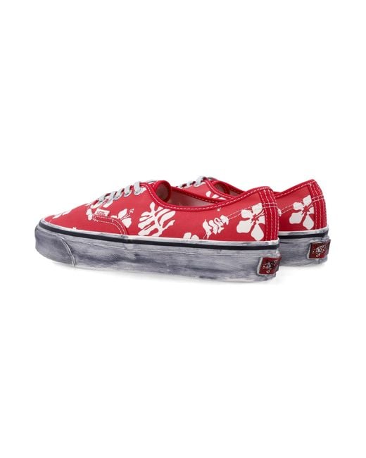 Vans Red Authentic Premium Canvas Shoes And Print
