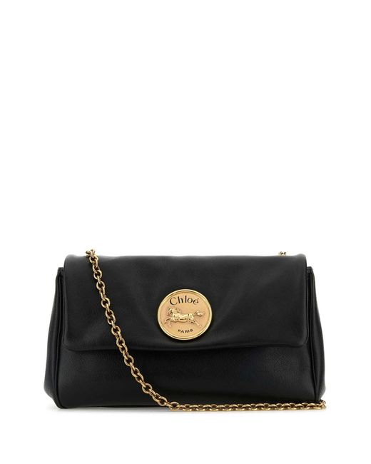 Chloé Black Leather Heritage Shoulder Bag