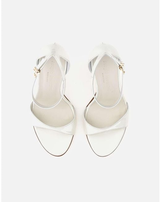 Sergio Levantesi White Rave5 Weiße Lackleder-Sandalen