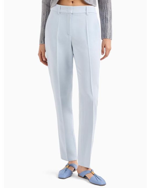 Pantalon Avec Passants En Crêpe Cady Avec Nervures Emporio Armani en coloris Blue