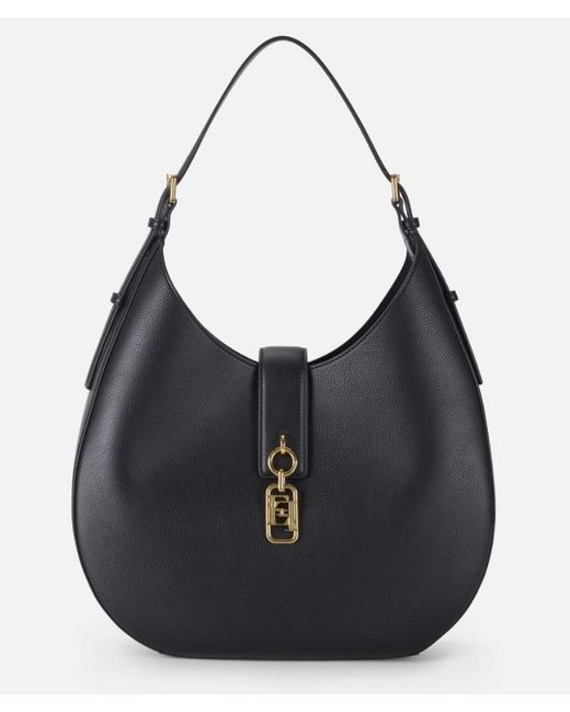 Elisabetta Franchi Black Round Hobo With Charm