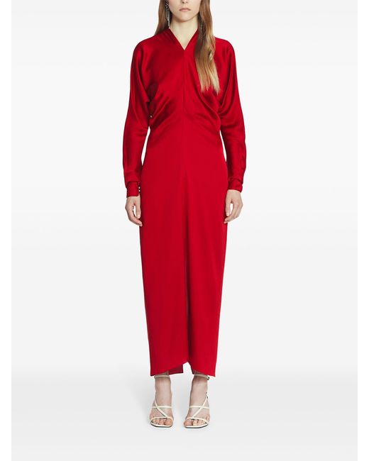 Lanvin Red Draped Fitted Dress Rwdr00186041P25