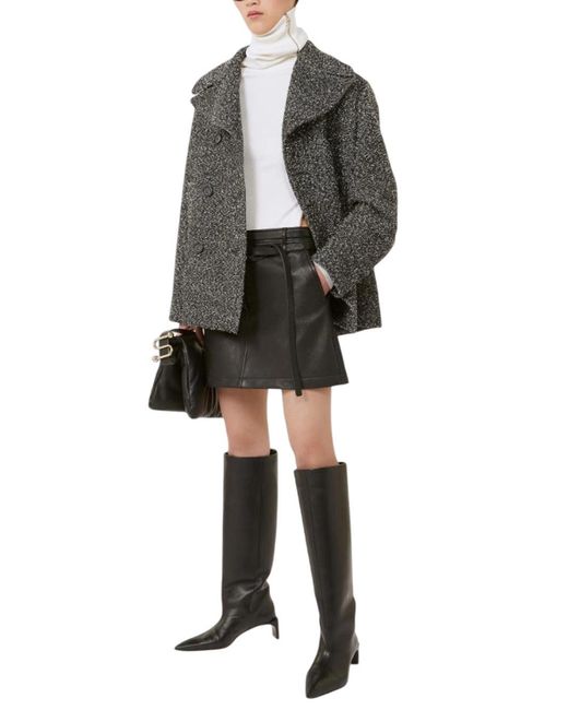 Sportmax Gray Double-Breasted Wool Jacket