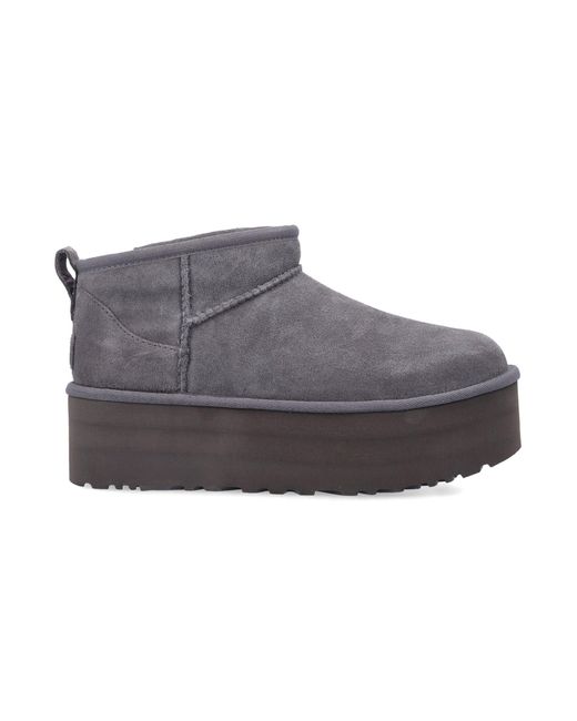 Ugg Gray Classic Ultra Mini Platform Boot For