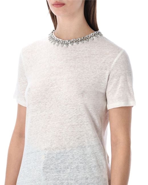 Zimmermann White Embellished Linen Tee