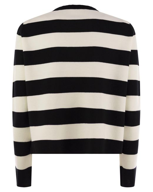 Max Mara Black Viterbo Wool Sweater With Embroidery
