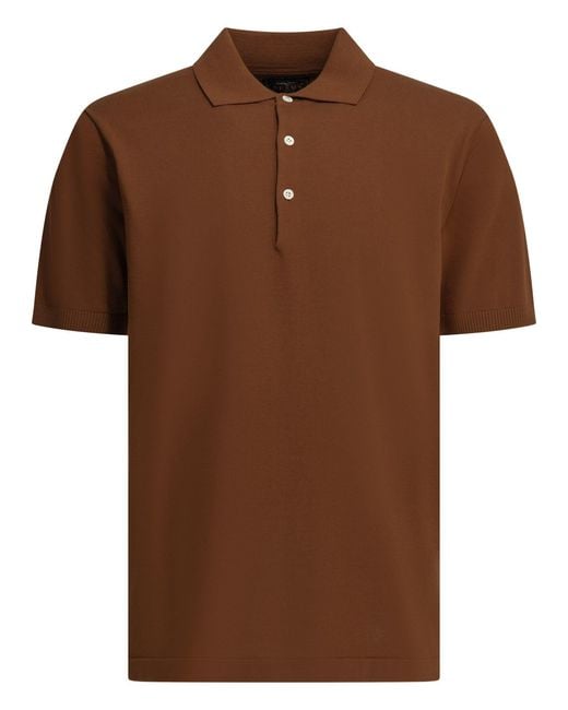 Beams Plus Brown Cotton Button-Down Polo Shirt
