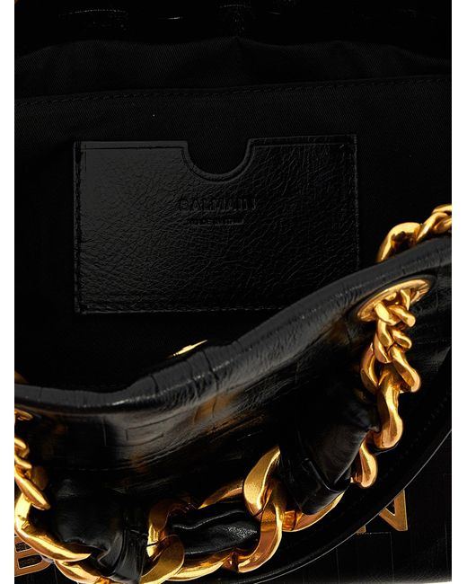 Small '1945 Soft' Bolsa de compras Balmain de color Black