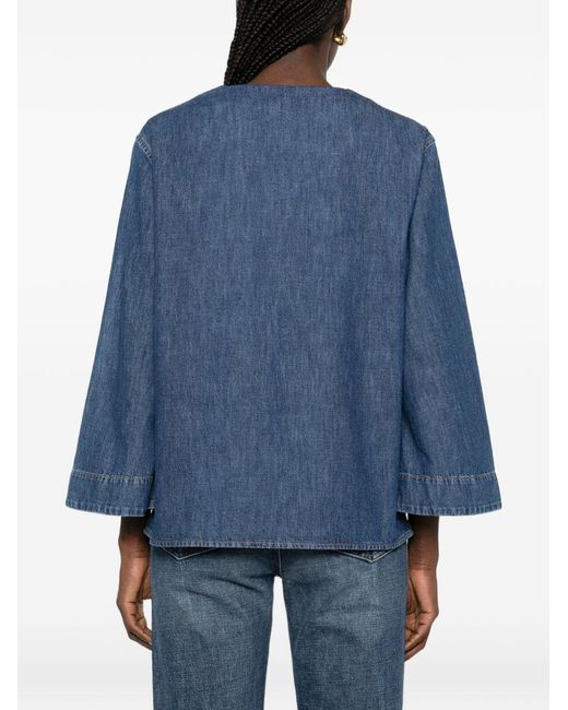 Valentino Blue Denim Shirt With Logo