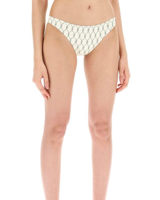 Tory Burch White E gedruckte Bikini -Slips
