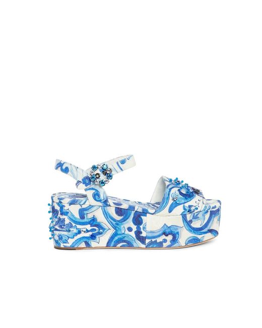 Sandalias de cuña Dolce & Gabbana de color Blue