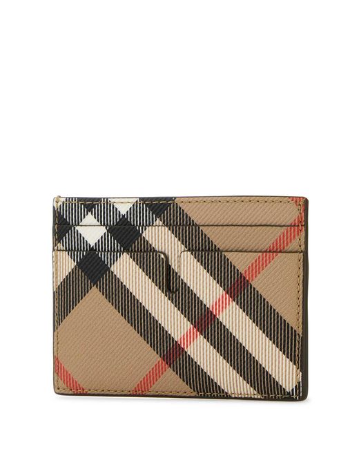 Burberry Brown Printed Canvas Card Holder for men