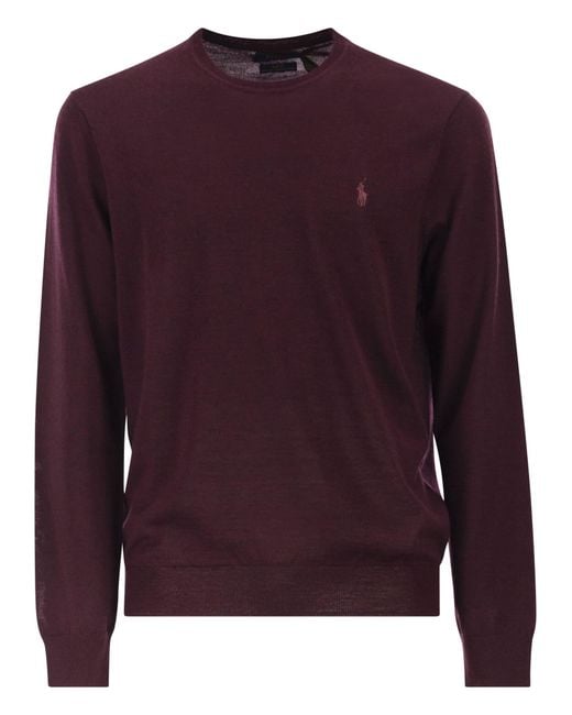 Polo Ralph Lauren Purple Slim-Fit Washable Wool Crew Neck Jumper for men