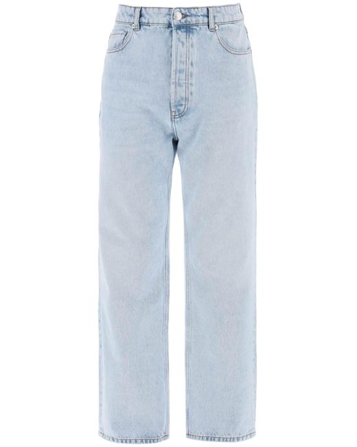 AMI Wide Leg Denim Jeans Met Een Ontspannen Pasvorm in het Blue