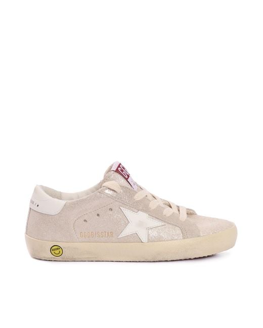 Golden Goose Deluxe Brand White Super Star Laminated Suede Upper Leather And Heel Sneakers Kid