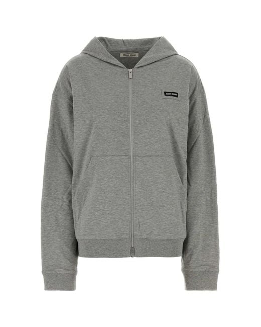Miu Miu Gray Grey Cotton Sweatshirt