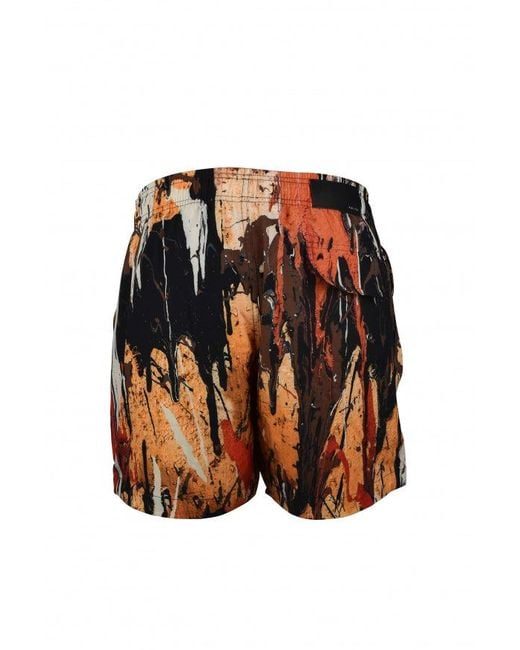 Amiri Brown Paint Stain Effect Swim Shorts for men