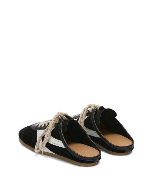 Dries Van Noten Black Suede-Stripe Sneaker Mules