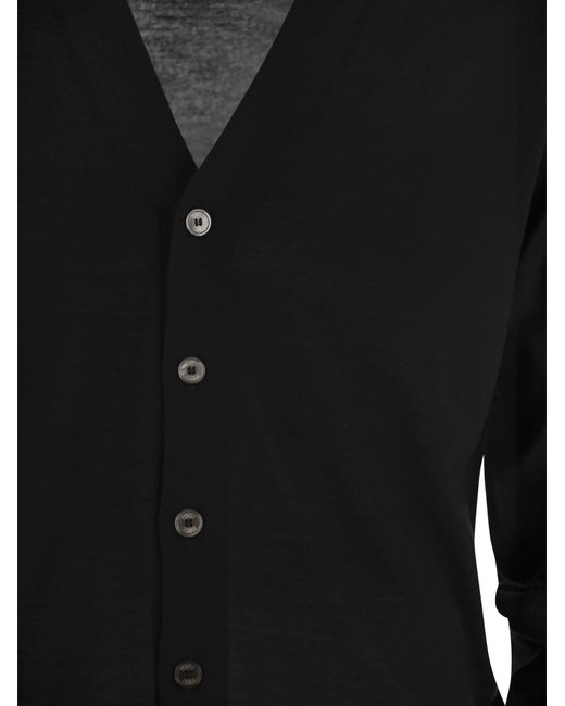Fedeli Black Lightweight Virgin Wool Cardigan for men