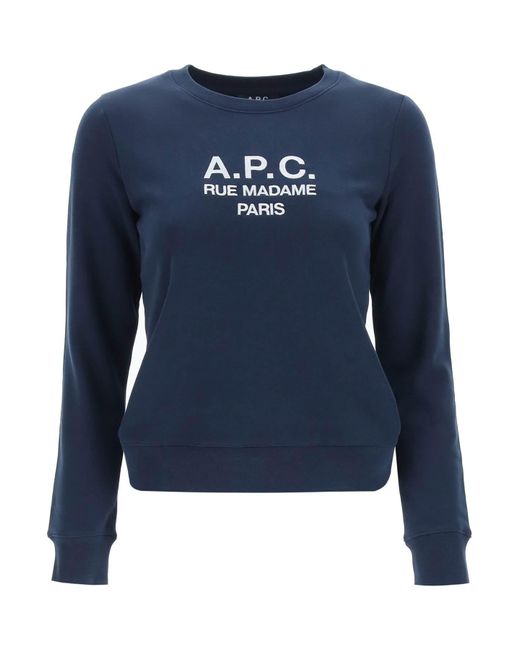 A.P.C. Apc Tina-sweatshirt Met Geborduurd Logo in het Blue