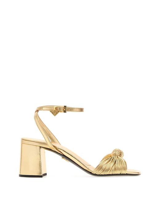Prada Natural Platinum Solid Heels