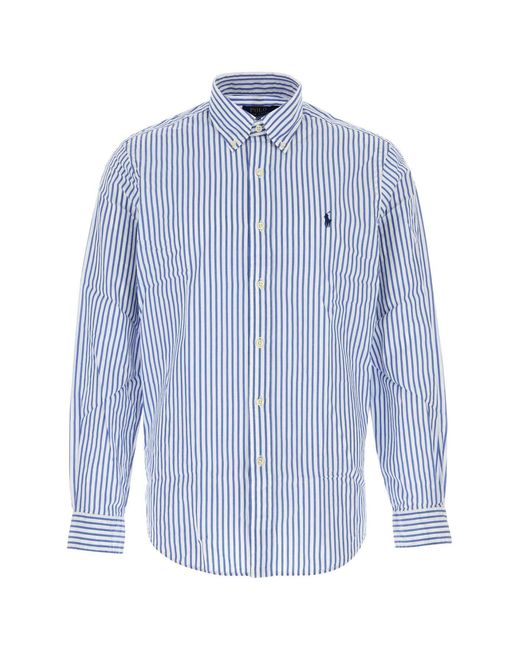 Polo Ralph Lauren Men's Blue Embroidered Cotton Shirt