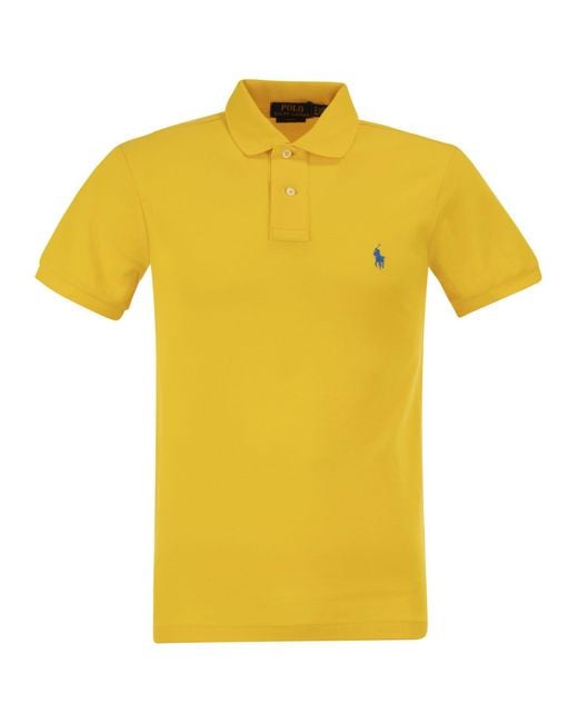 Polo Ralph Lauren Yellow Slim Fit Mesh Polo Shirt for men