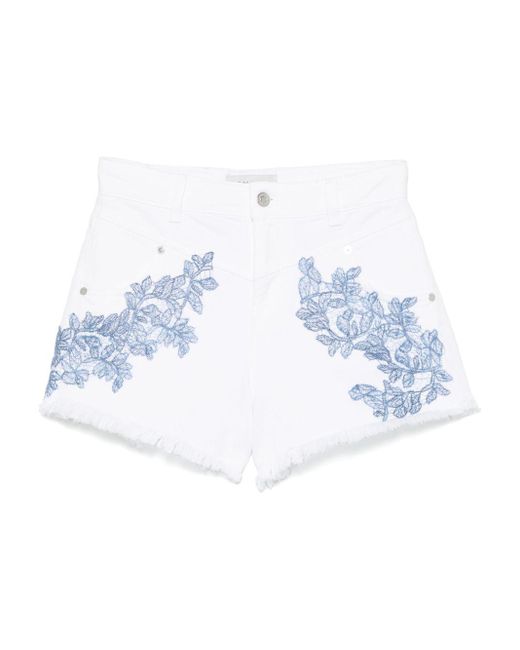 Pantaloncini Di Cotone Ricamato A Firenze Ermanno di ERMANNO FIRENZE in Blue