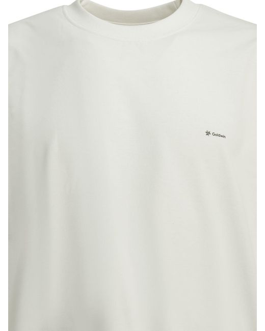 Goldwin White Crew Neck T Shirt With Logo