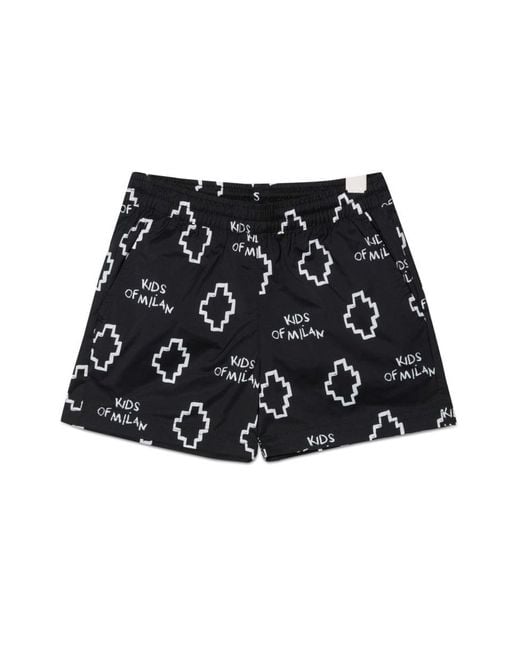 Marcelo Burlon Black Basic Logo Aop Beachwear Shor for men