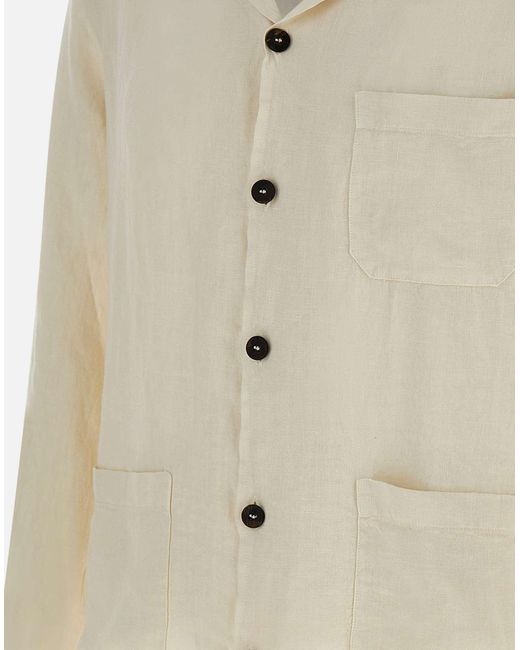 Devore Devore 'dvg4 Rick Cream Linnen Shirt in het Natural voor heren