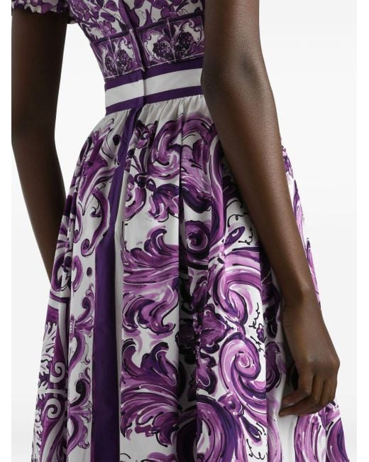 Maiolica estampado de algodón largo falda larga Dolce & Gabbana de color Purple