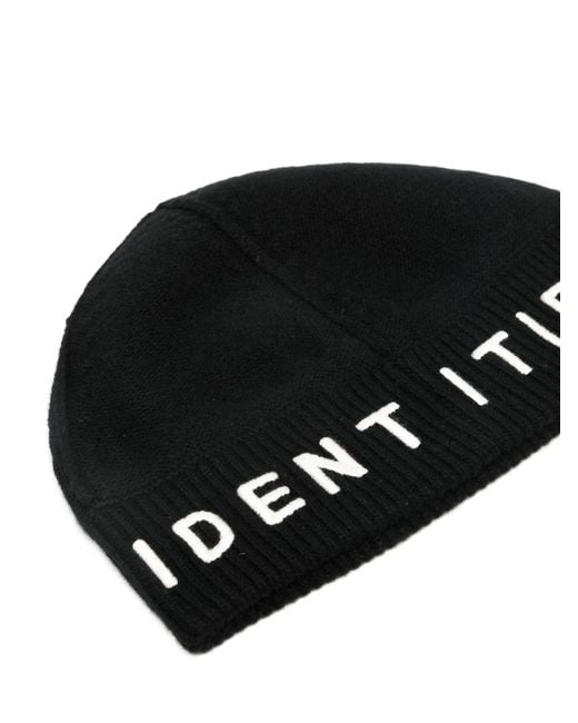 Random Identities Black Beanie With Ris Logo for men