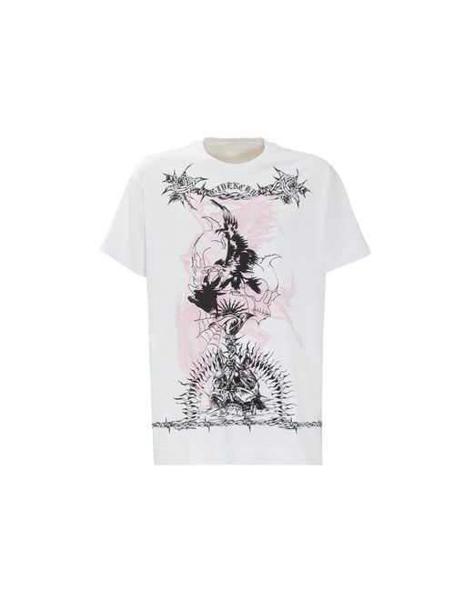 Camiseta de algodón impresa de Givenchy de hombre de color White